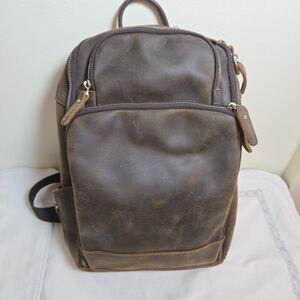 Brown Leather Men's Smart Messenger Crossbody Laptop Bag